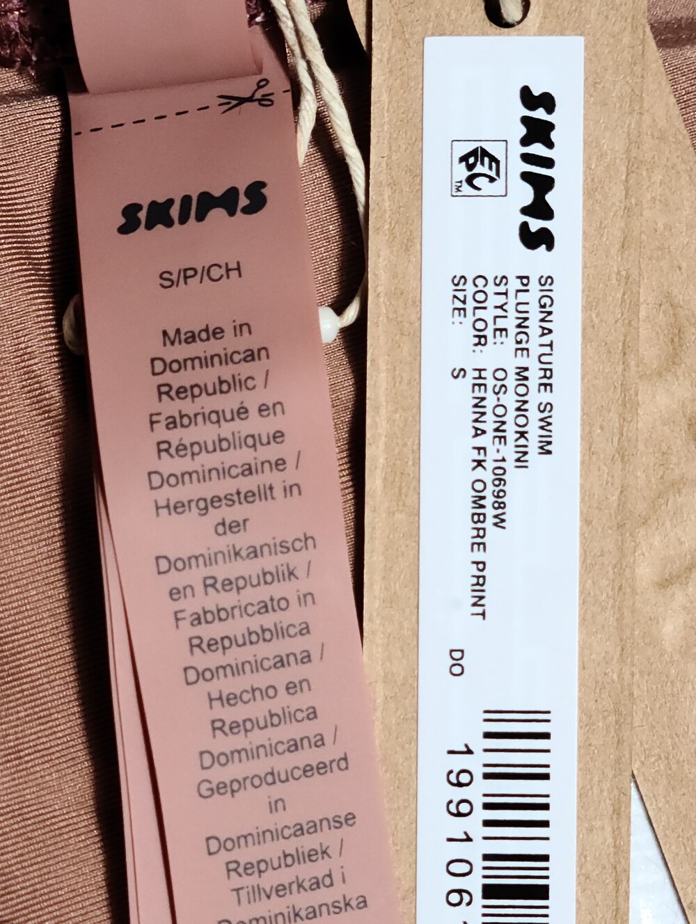 SKIMS Signature Swim Plunge Monokini Henna FK Ombre Print Women Small NEW - Picture 3 of 7